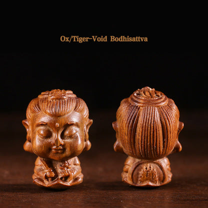 Buddha Stones Chinese Zodiac Natal Buddha Green Sandalwood Lotus Engraved Positive Home Decoration