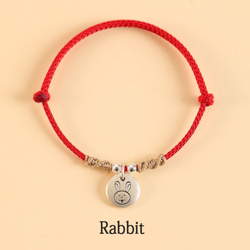 Buddha Stones Handmade 999 Sterling Silver Year of the Dragon Cute Chinese Zodiac Luck Braided Bracelet (Extra 30% Off | USE CODE: FS30)