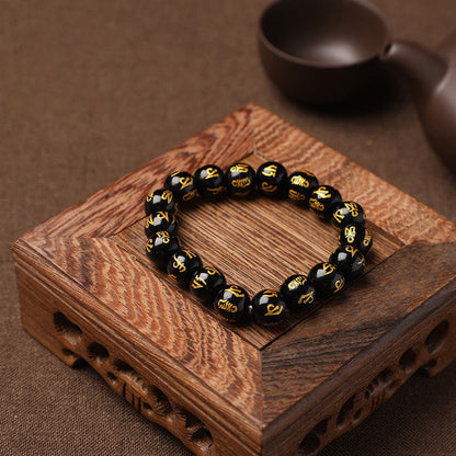 FREE Today: Open The Mind Tibet White Crystal Black Onyx Om Mani Padme Hum Meditation Bracelet