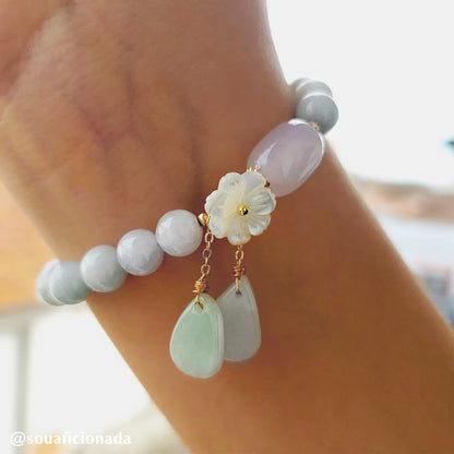 Buddha Stones "Hoping for Purity and Peace"Natural White Jade Bracelet Includes Gift Message Card