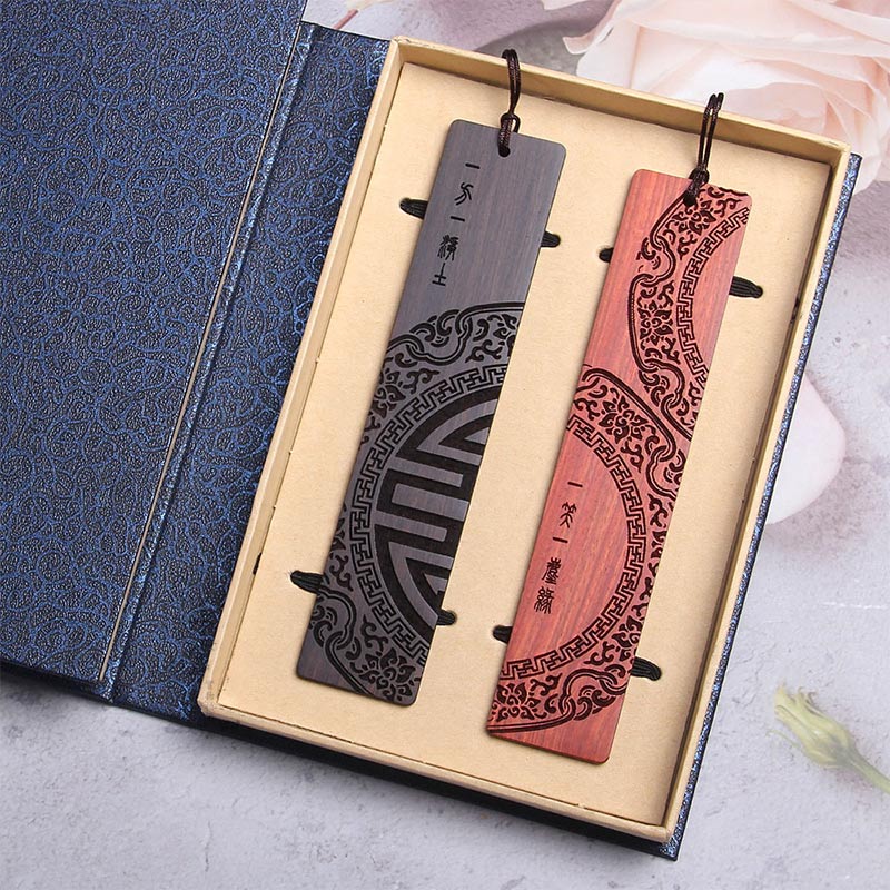 Buddha Stones Zen Enlightenment Quotes Ebony Wood Small Leaf Red Sandalwood Bookmarks With Gift Box (Extra 30% Off | USE CODE: FS30)