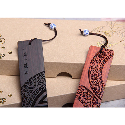 Buddha Stones Zen Enlightenment Quotes Ebony Wood Small Leaf Red Sandalwood Bookmarks With Gift Box (Extra 30% Off | USE CODE: FS30)