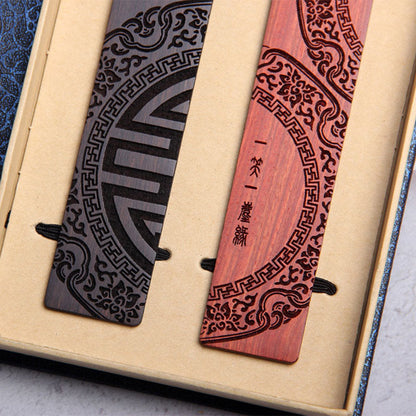 Buddha Stones Zen Enlightenment Quotes Ebony Wood Small Leaf Red Sandalwood Bookmarks With Gift Box (Extra 30% Off | USE CODE: FS30)