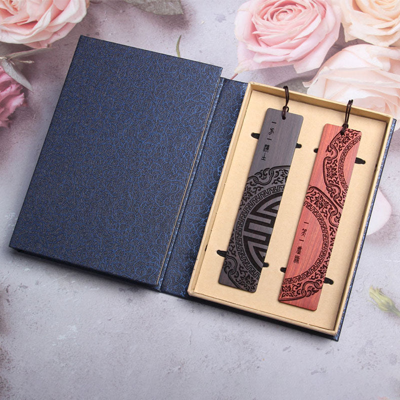 Buddha Stones Zen Enlightenment Quotes Ebony Wood Small Leaf Red Sandalwood Bookmarks With Gift Box (Extra 30% Off | USE CODE: FS30)