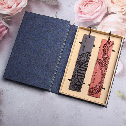 Buddha Stones Zen Enlightenment Quotes Ebony Wood Small Leaf Red Sandalwood Bookmarks With Gift Box (Extra 30% Off | USE CODE: FS30)