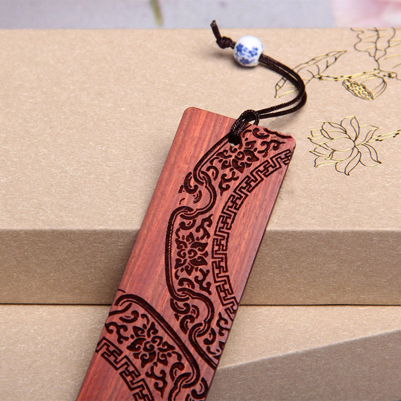 Buddha Stones Zen Enlightenment Quotes Ebony Wood Small Leaf Red Sandalwood Bookmarks With Gift Box (Extra 30% Off | USE CODE: FS30)