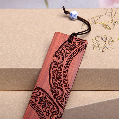 Buddha Stones Zen Enlightenment Quotes Ebony Wood Small Leaf Red Sandalwood Bookmarks With Gift Box (Extra 30% Off | USE CODE: FS30)