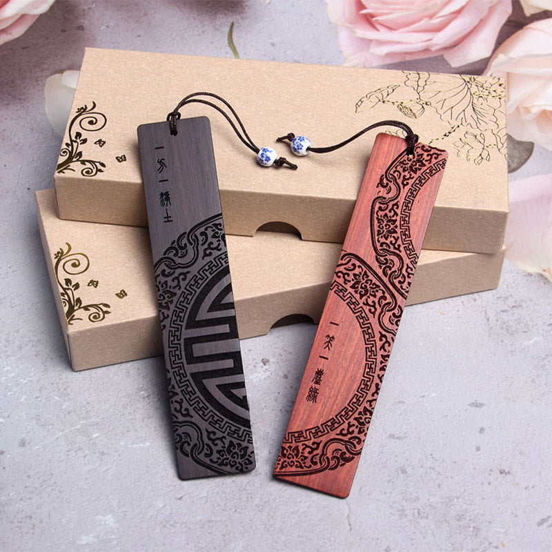 Buddha Stones Zen Enlightenment Quotes Ebony Wood Small Leaf Red Sandalwood Bookmarks With Gift Box (Extra 30% Off | USE CODE: FS30)