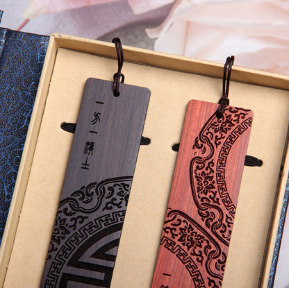 Buddha Stones Zen Enlightenment Quotes Ebony Wood Small Leaf Red Sandalwood Bookmarks With Gift Box (Extra 30% Off | USE CODE: FS30)