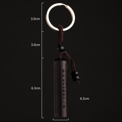 Buddha Stones Tibet Ebony Heart Sutra Peace Key Chain