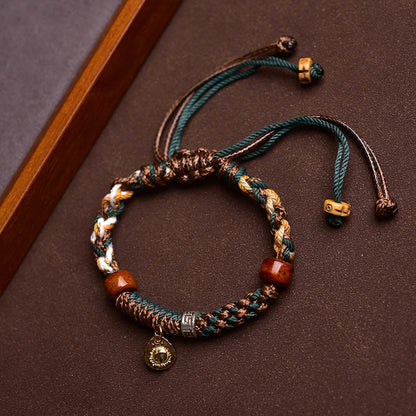 Buddha Stones "Cheers to Harmony and Blessings" Tibetan Rope Bracelet Includes Gift Message Card