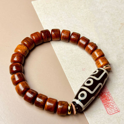 Buddha Stones Tibetan Bone Beads Nine-Eye Dzi Bead Protection Bracelet