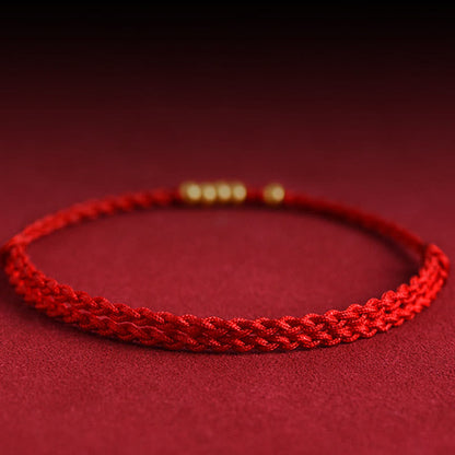 Buddha Stones 999 Gold Beads Luck Braided Protection Couple Bracelet