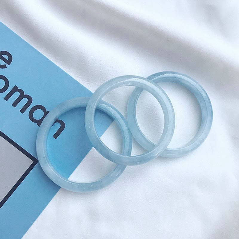 Buddha Stones Natural Aquamarine Blessing Bangle Bracelet (Extra 30% Off | USE CODE: FS30)