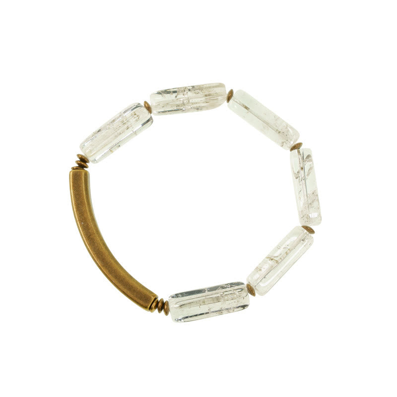 Buddha Stones Square White Crystal Copper Luck Healing Bracelet
