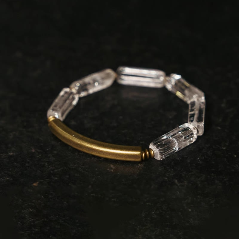 Buddha Stones Square White Crystal Copper Luck Healing Bracelet