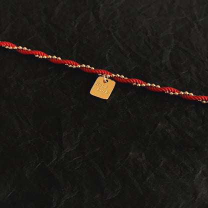 Buddha Stones Red String Gold Plated Copper Good Luck Strength Bracelet