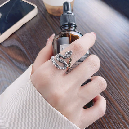 Buddha Stones 925 Sterling Silver Year Of The Snake Calm Balance Adjustable Ring