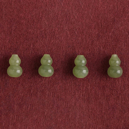 Buddha Stones Natural Hetian Jade Gourd Protection Luck Braided Bracelet Anklet