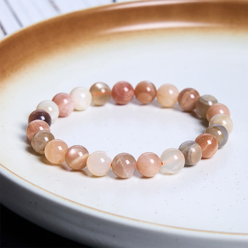 Buddha Stones Peach Moonstone Healing Bracelet