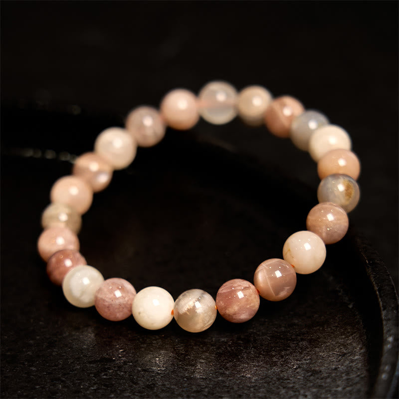 Buddha Stones Peach Moonstone Healing Bracelet