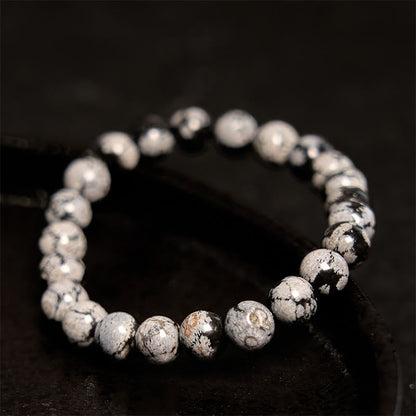 Buddha Stones Snowflake Obsidian Balance Bracelet