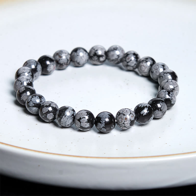 Buddha Stones Snowflake Obsidian Balance Bracelet