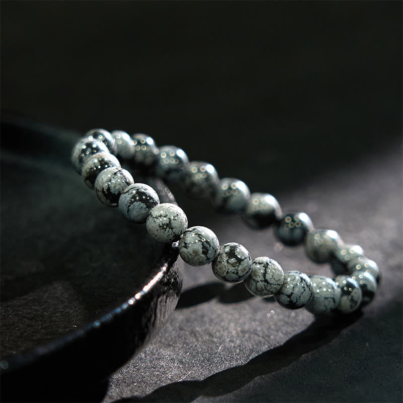 Buddha Stones Snowflake Obsidian Balance Bracelet