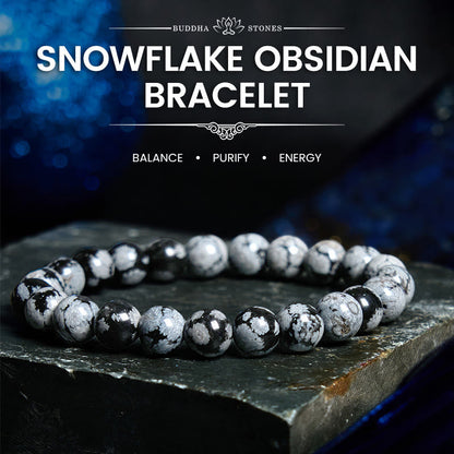 Buddha Stones Snowflake Obsidian Balance Bracelet