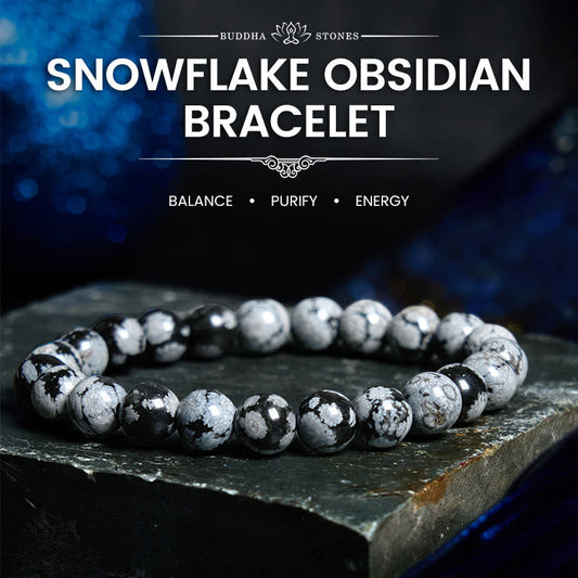 Buddha Stones Snowflake Obsidian Balance Bracelet