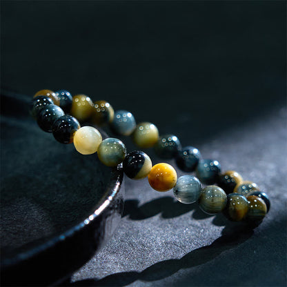 Buddha Stones Yellow Blue Tiger Eye Courage Bracelet