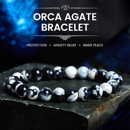 Buddha Stones Orca Agate Protection Bracelet