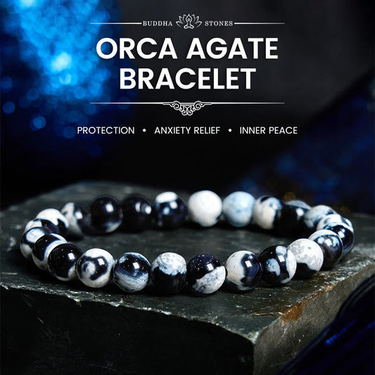 Buddha Stones Orca Agate Protection Bracelet