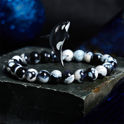 Buddha Stones Orca Agate Protection Bracelet
