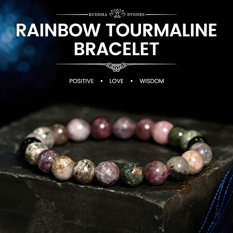 Buddha Stones Rainbow Tourmaline Positive Bracelet