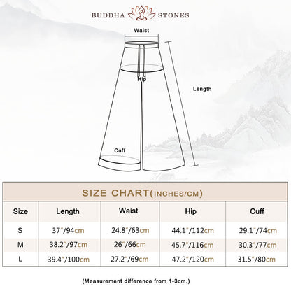 Buddha Stones Loose Cotton Linen Drawstring Wide Leg Pants With Pockets