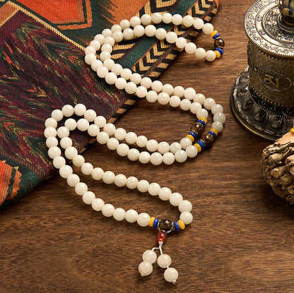 Buddha Stones 108 Mala Beads Natural Quartzite Wealth Luck Bracelet