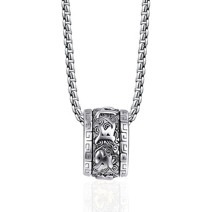 Buddha Stones Tibetan Om Mani Padme Hum Titanium Steel Peace Necklace Pendant