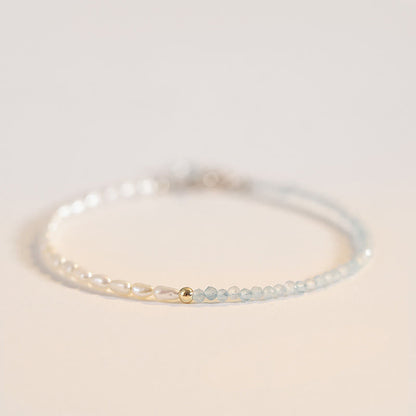 Buddha Stones 2mm Turquoise Pearl Ultra-thin Beads 14k Gold Plated Copper Wisdom Bracelet