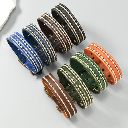Buddha Stones Vintage Leather Adjustable Buckle Strengthen Bracelet