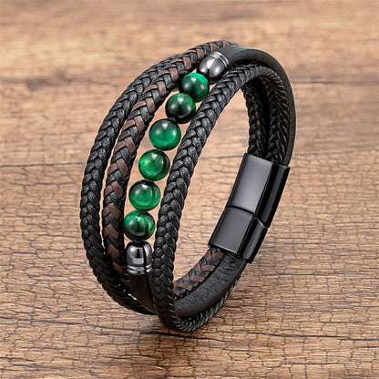 Buddha Stones "Wishing You Courage and Balance" Green Tiger Eye Bracelet Includes Gift Message Card