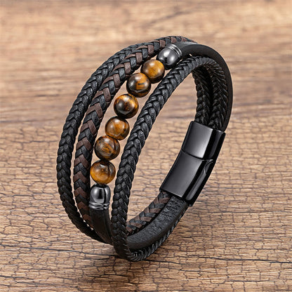 Buddha Stones "Wishing You Luck and Confidence" Tiger Eye Leather Includes Gift Message Card