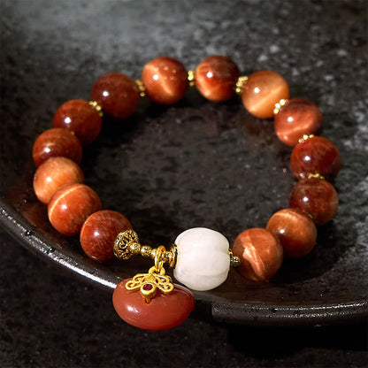Buddha Stones Natural Red Tiger Eye Pumpkin Calm Bracelet