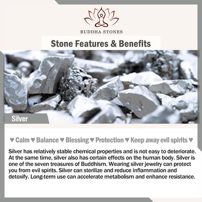 Buddha Stones 925 Sterling Silver Aquamarine Healing Clavicle Chain Necklace Pendant