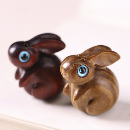Buddha Stones Small Leaf Red Sandalwood Green Sandalwood Lucky Mini Rabbit Relaxation Decoration