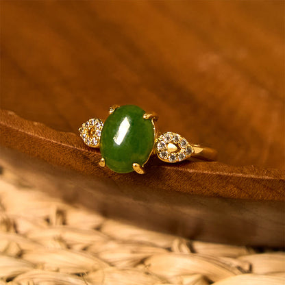 Buddha Stones Natural Jade Adjustable Buckle Prosperity Ring