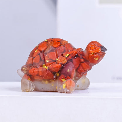 Buddha Stones Natural Crystal Gravel Drip Resin Small Turtle Decoration Statue