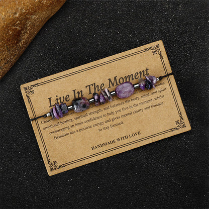 Buddha Stones Live In The Moment Charoite Hematite Powerful Bracelet