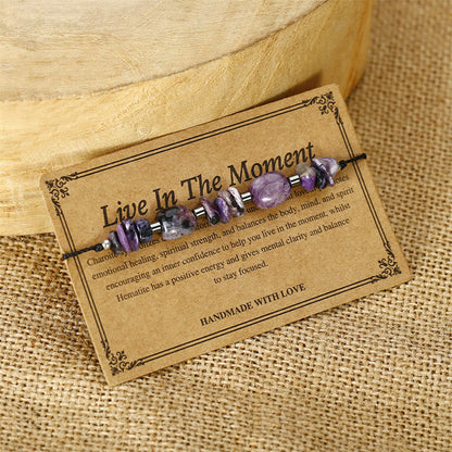 Buddha Stones Live In The Moment Charoite Hematite Powerful Bracelet
