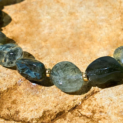 Buddha Stones Green Rutilated Quartz Braid String Protection Bracelet